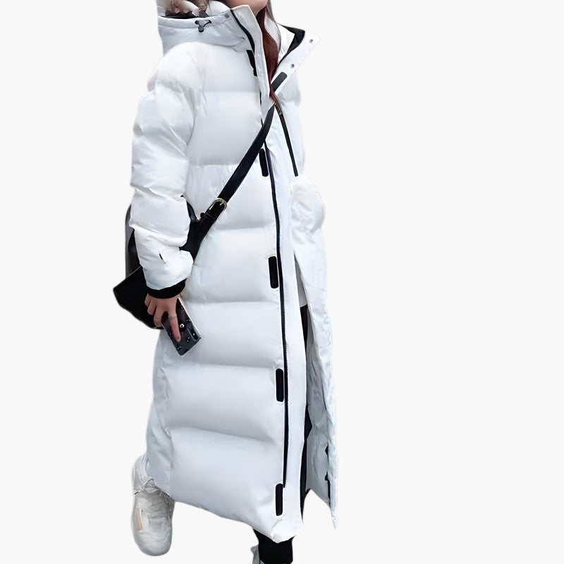 Women's Long Puffer Winter Coat Hooded Warm Elegant Outdoor Parka