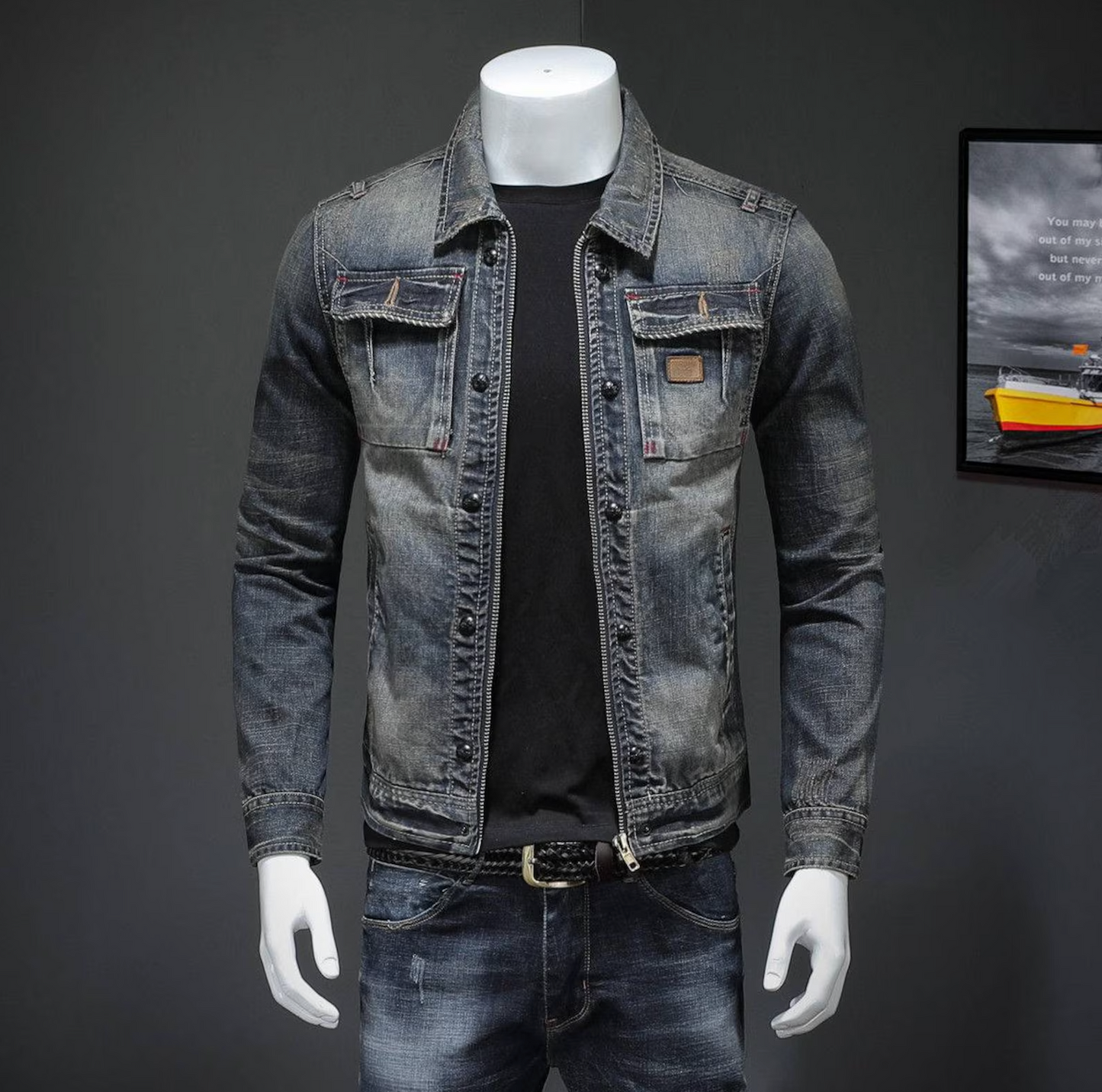 Men's Vintage Style Classic Denim Jacket – Casual Streetwear Essential
