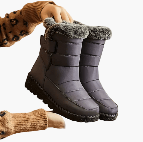 Women's Winter Boots Fashion Ankle Snow Boots with Faux Fur Collar for Cold Weather