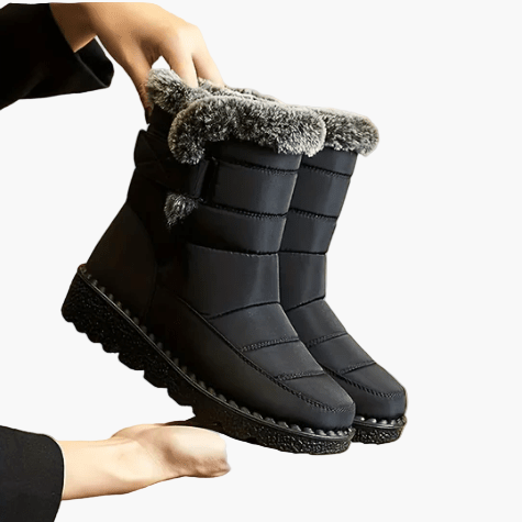 Women's Winter Boots Fashion Ankle Snow Boots with Faux Fur Collar for Cold Weather