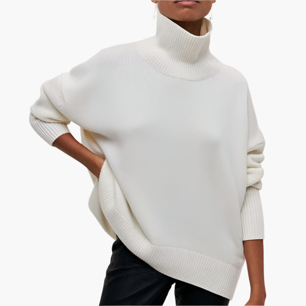 Women's Elegant Oversized Turtleneck Sweater with Voluminous Sleeves – Modern Style for Versatile Wear