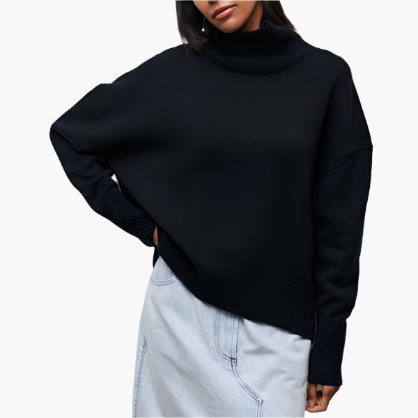 Women's Elegant Oversized Turtleneck Sweater with Voluminous Sleeves – Modern Style for Versatile Wear