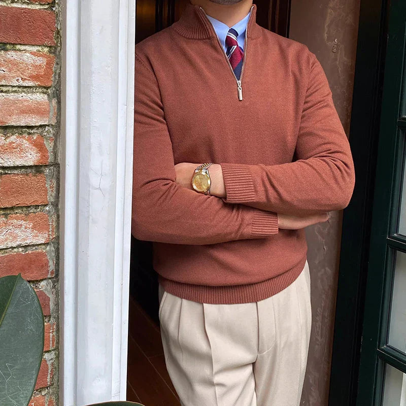 Men's Smart Half-Zip Pullover Sweater – Modern Business & Casual Style
