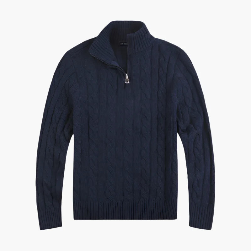 Men's Classic Cable Knit Quarter Zip Sweater – Old Money Style