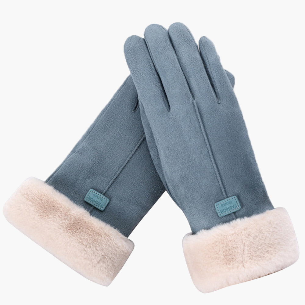 Women's Furry Winter Gloves with Touchscreen Function and Waterproof Design - Elegant Warm Outdoor Style