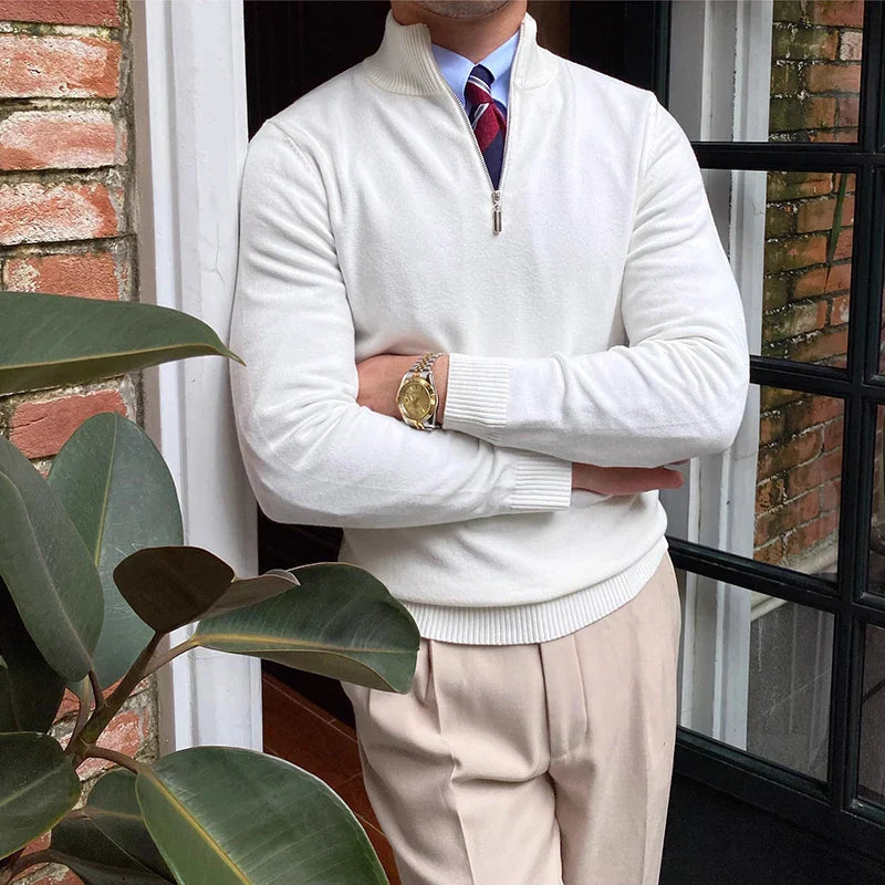 Men's Smart Half-Zip Pullover Sweater – Modern Business & Casual Style