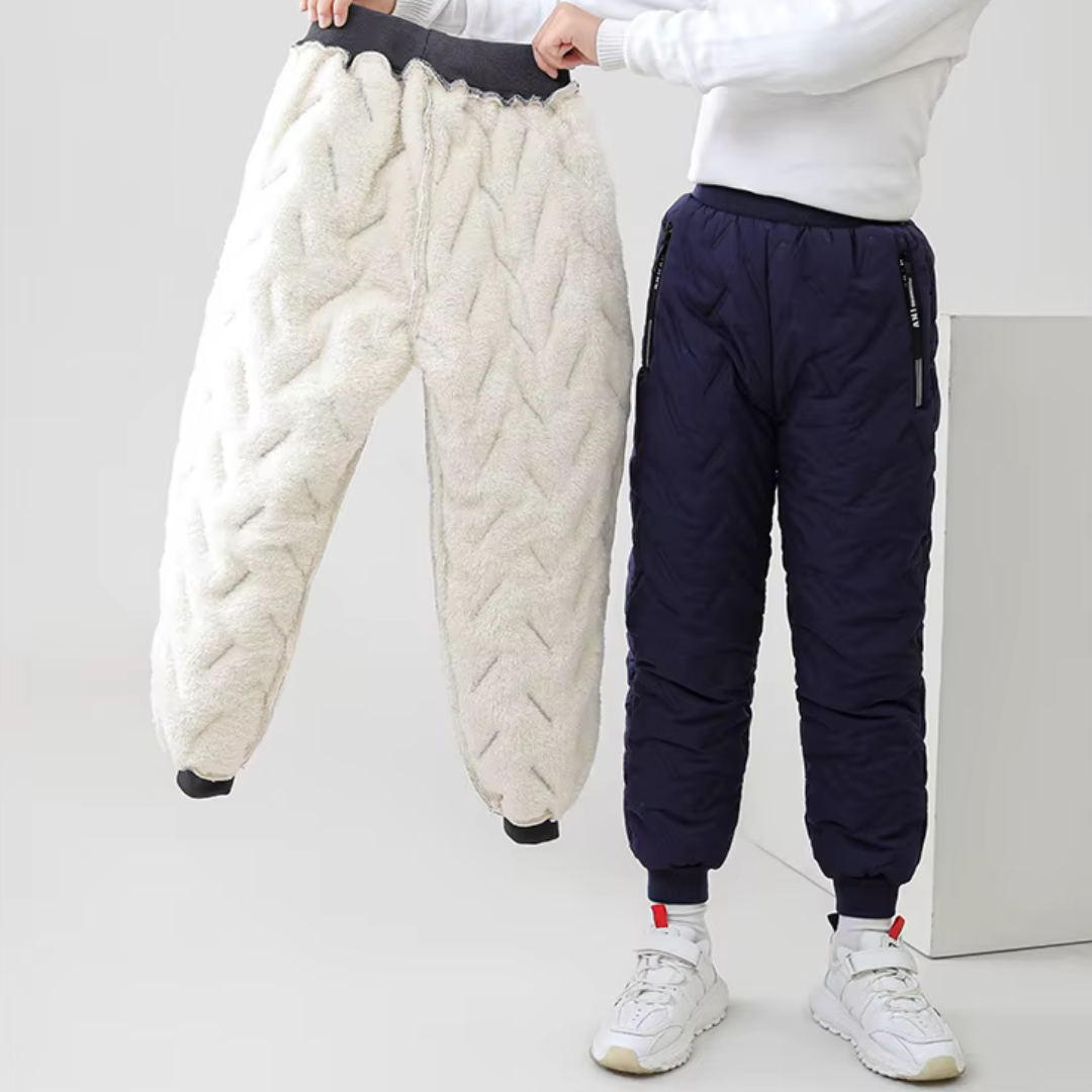 Kids' Outdoor Winter Quilted Thermal Pants – Stylish Padded Snow Joggers for Boys and Girls