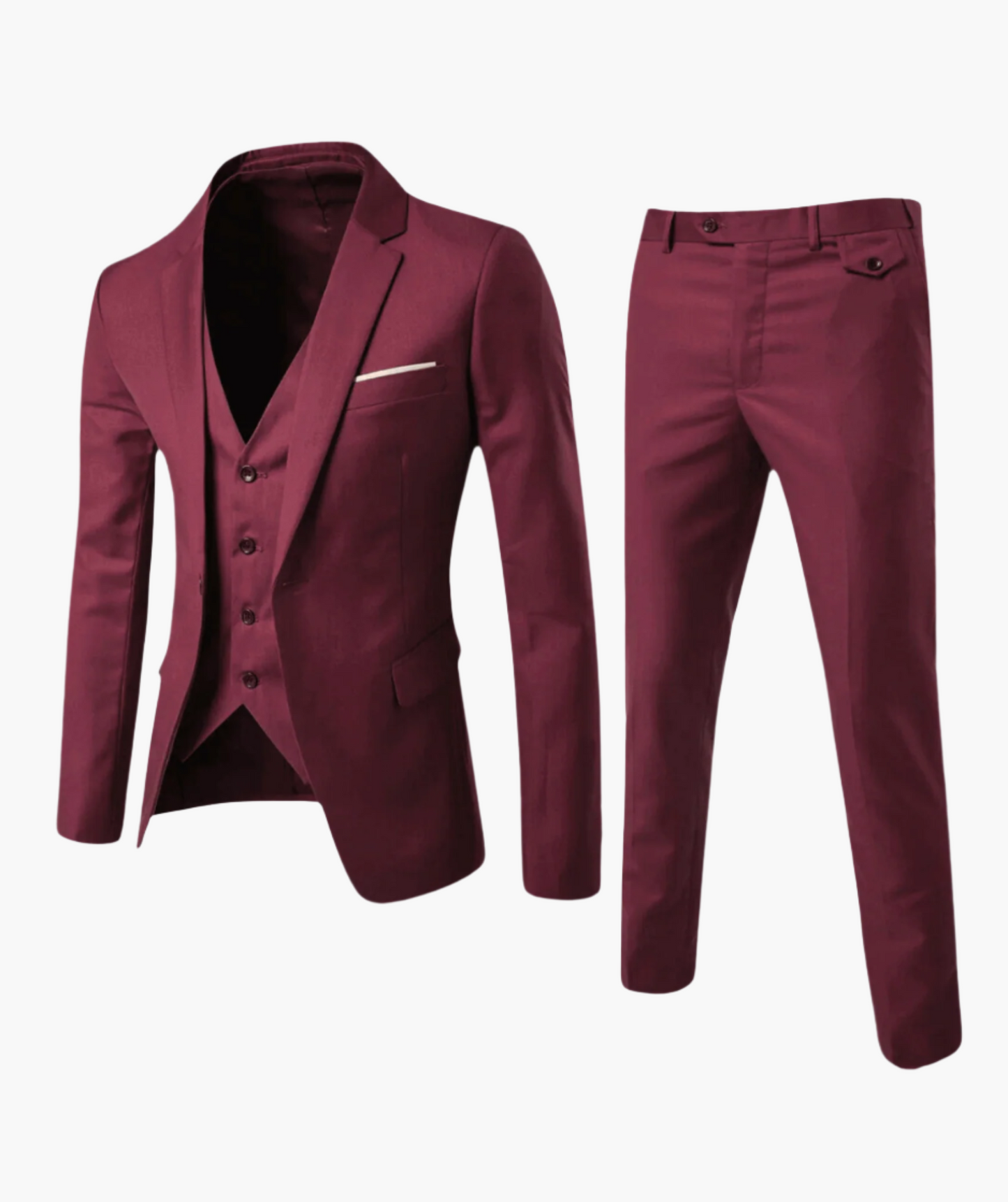 Men's 3-Piece Suit Set with Vest – Classic Formal Slim Fit for Weddings and Business