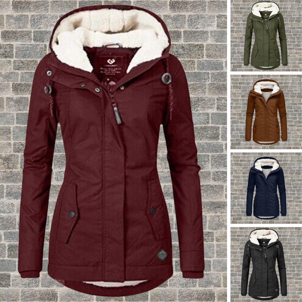 Women's Winter Sherpa Hoodie Jacket - Cozy Warm Urban Style for Cold Weather