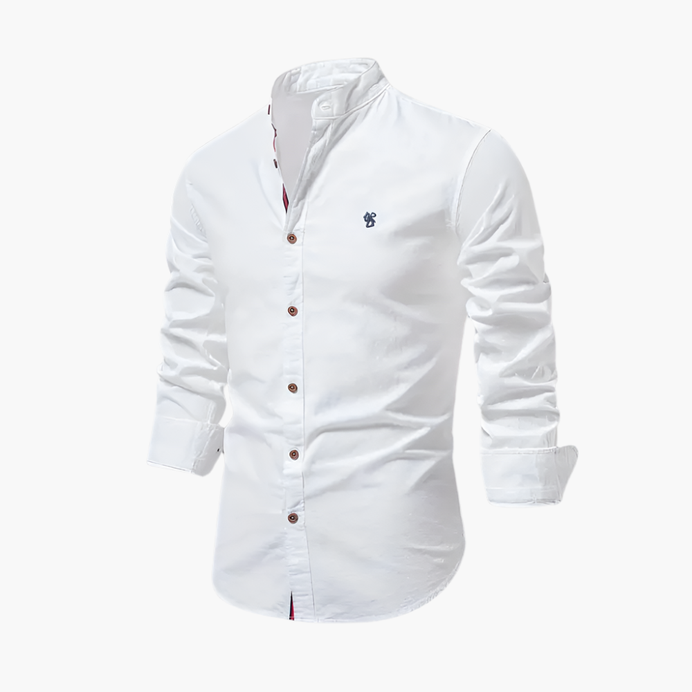Men's Modern Stand Collar Long Sleeve Shirt – Smart Casual Style for Office and Everyday