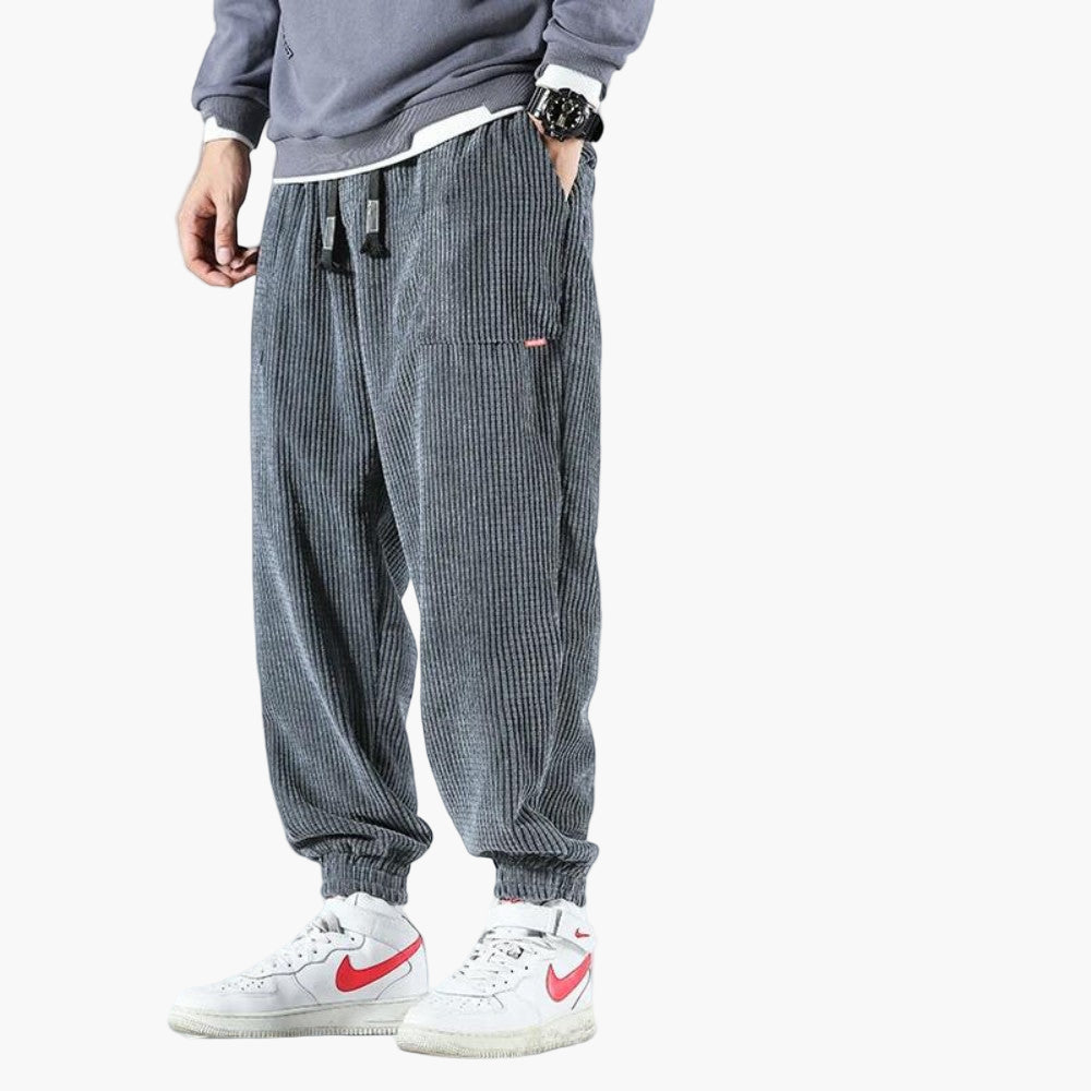 Men's Relaxed Fit Corduroy Jogger Sweatpants for Casual and Streetwear