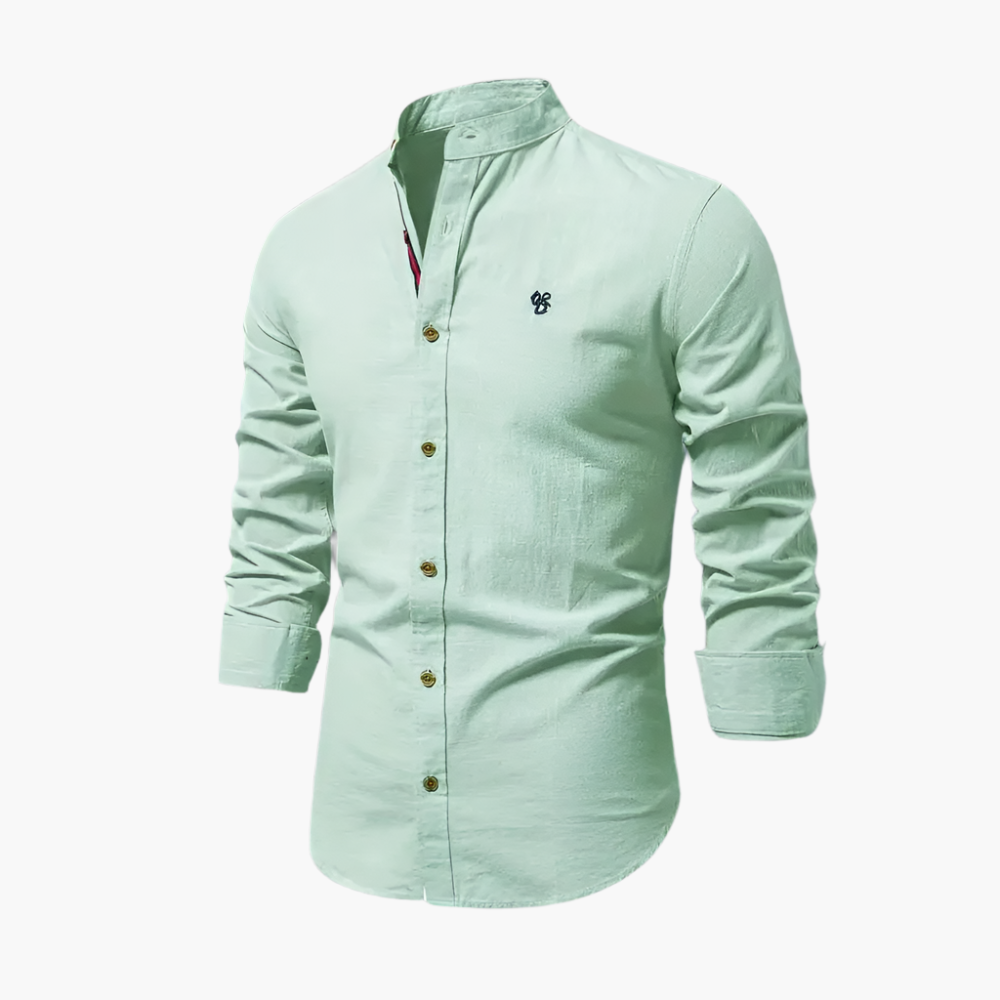 Men's Modern Stand Collar Long Sleeve Shirt – Smart Casual Style for Office and Everyday
