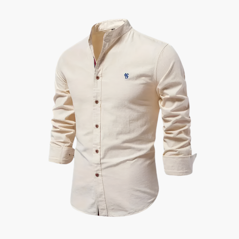 Men's Modern Stand Collar Long Sleeve Shirt – Smart Casual Style for Office and Everyday