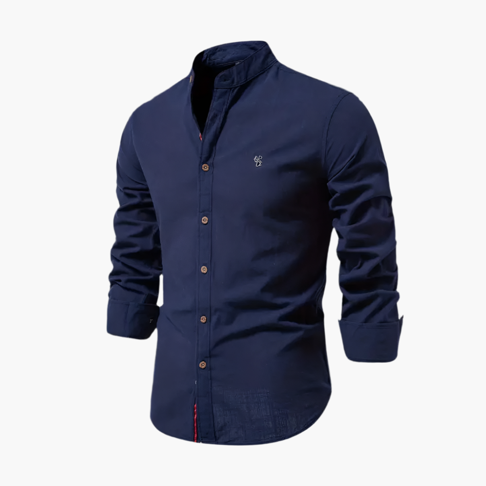 Men's Modern Stand Collar Long Sleeve Shirt – Smart Casual Style for Office and Everyday