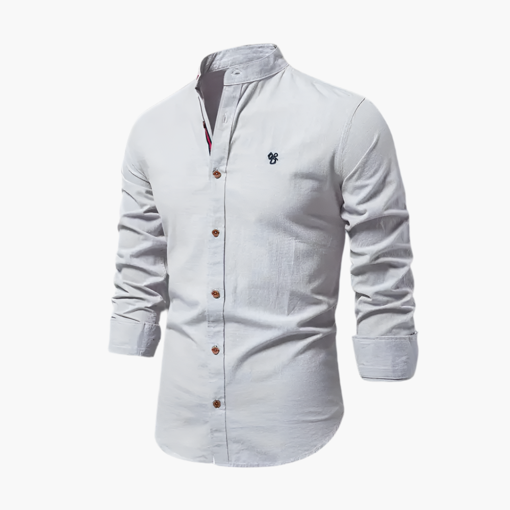 Men's Modern Stand Collar Long Sleeve Shirt – Smart Casual Style for Office and Everyday