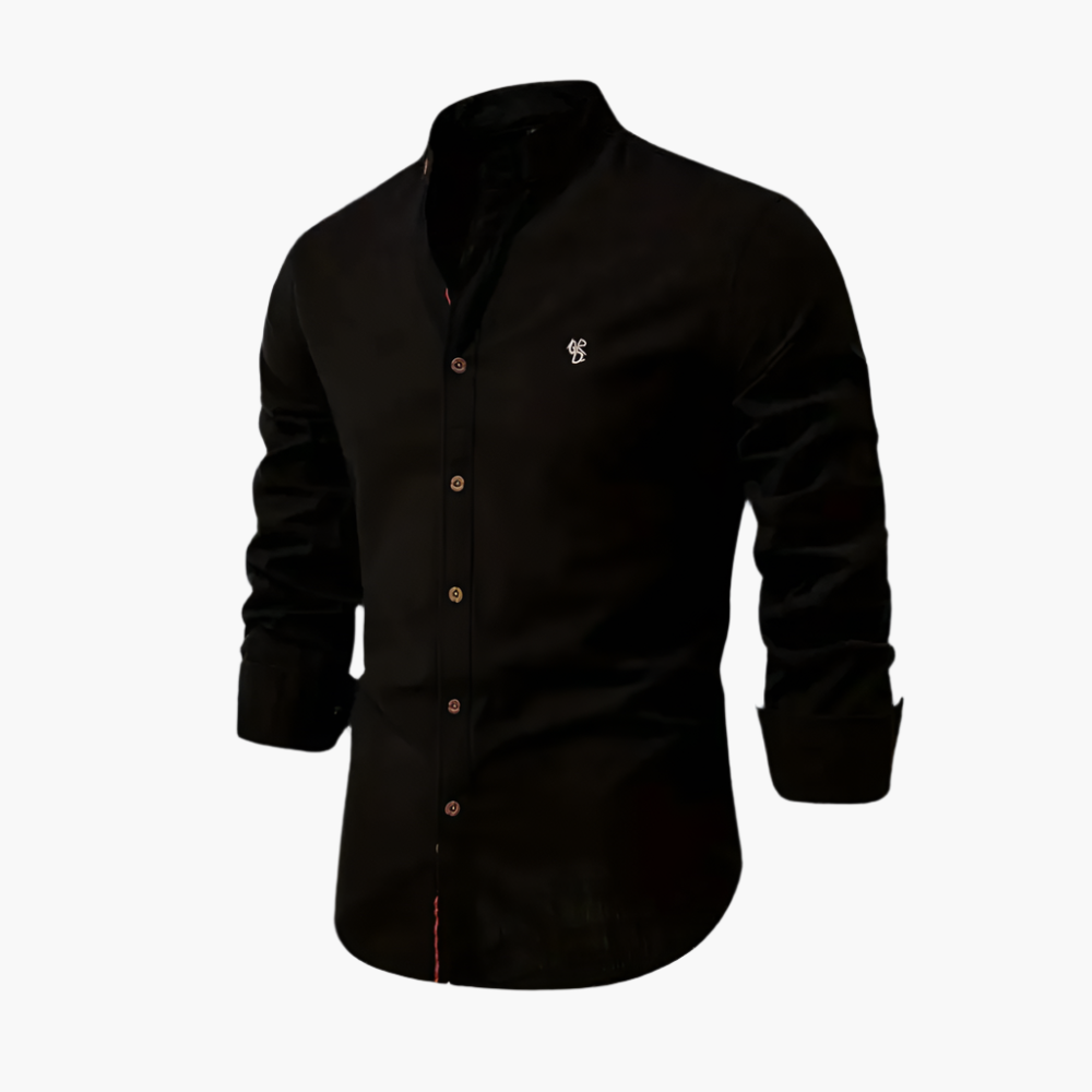 Men's Modern Stand Collar Long Sleeve Shirt – Smart Casual Style for Office and Everyday