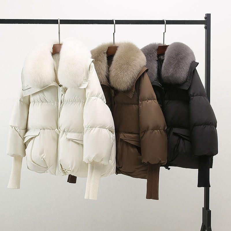 Women's Luxury Puffer Jacket with Faux Fur Collar – Elegant Winter Fashion Coat