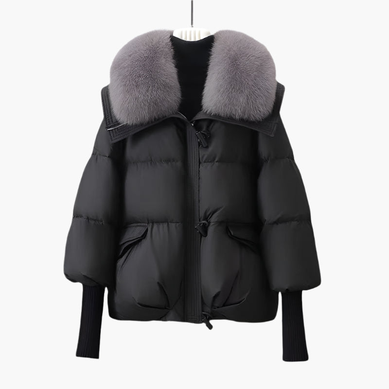 Women's Luxury Puffer Jacket with Faux Fur Collar – Elegant Winter Fashion Coat
