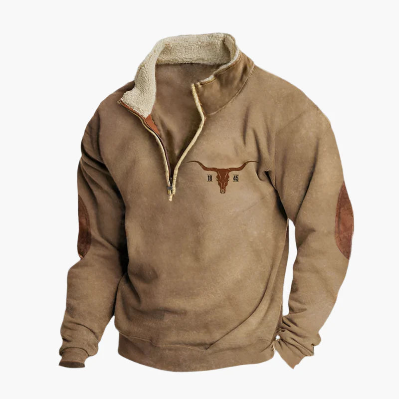 Men's Vintage Western Aztec Quarter-Zip Fleece Sweatshirt