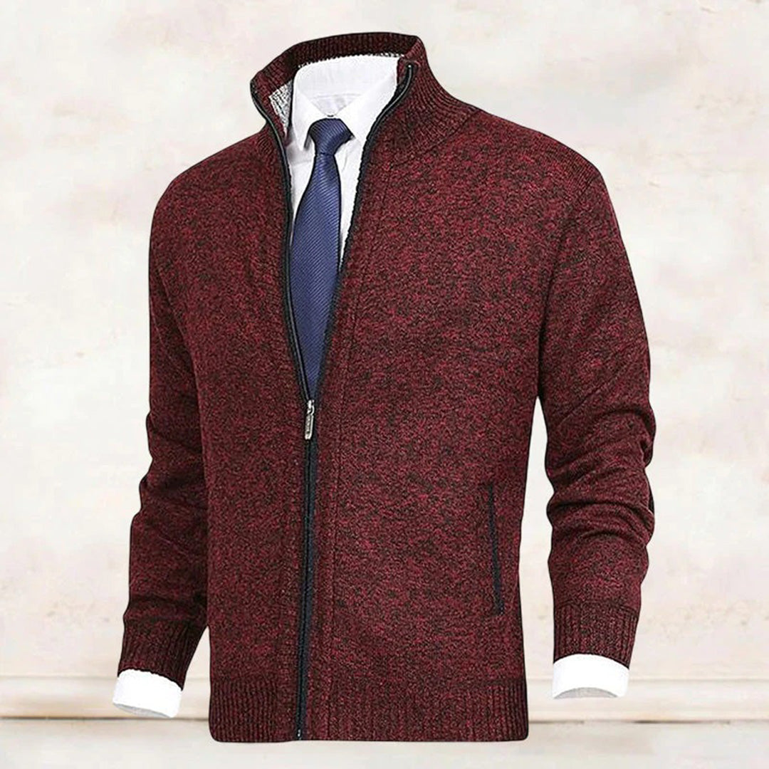 Men's Classic Zip-Up Cardigan Sweater for Versatile Business and Casual Style