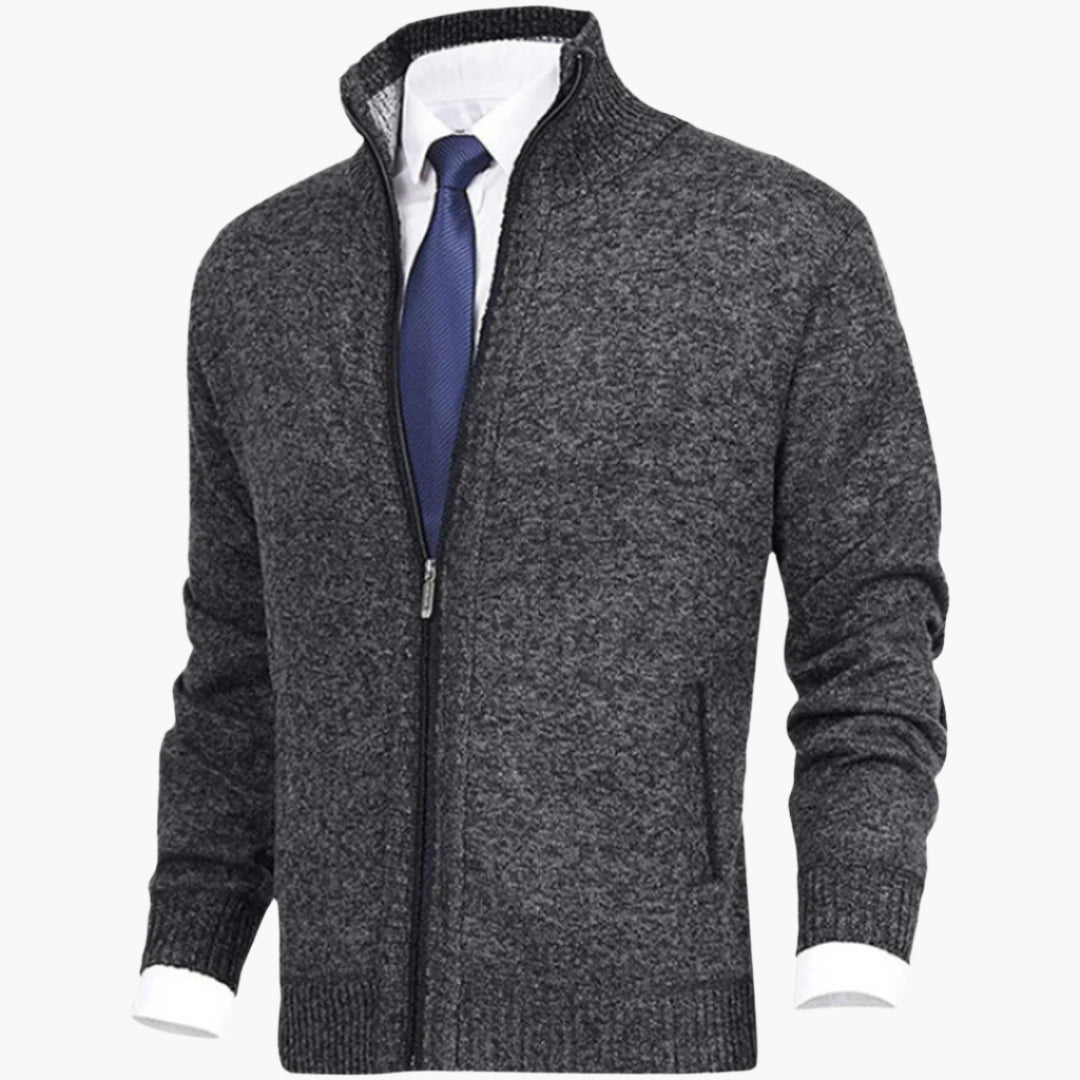 Men's Classic Zip-Up Cardigan Sweater for Versatile Business and Casual Style