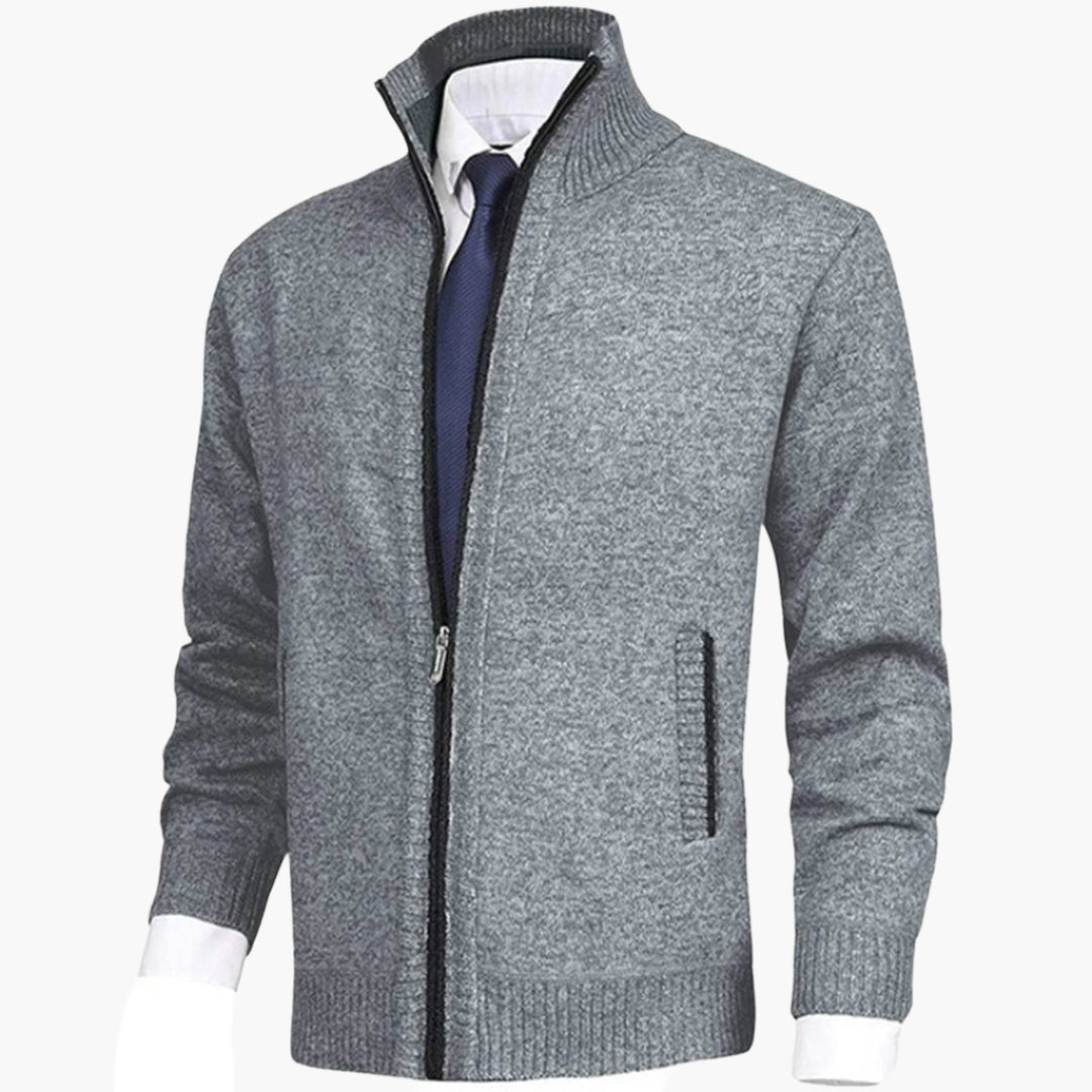 Men's Classic Zip-Up Cardigan Sweater for Versatile Business and Casual Style