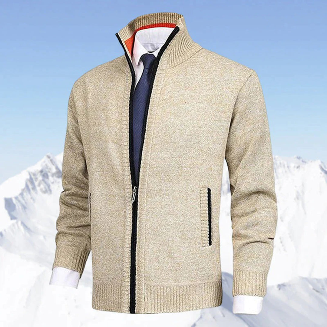Men's Classic Zip-Up Cardigan Sweater for Versatile Business and Casual Style