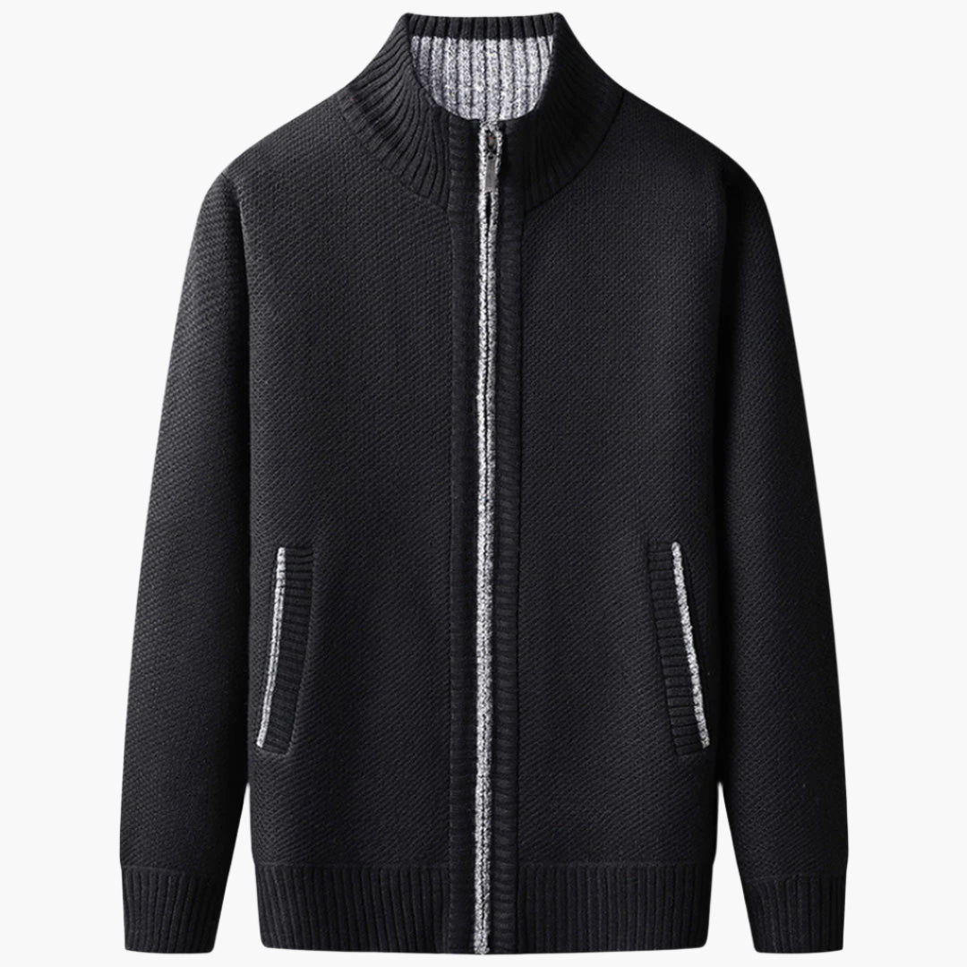 Men's Classic Zip-Up Cardigan Sweater for Versatile Business and Casual Style