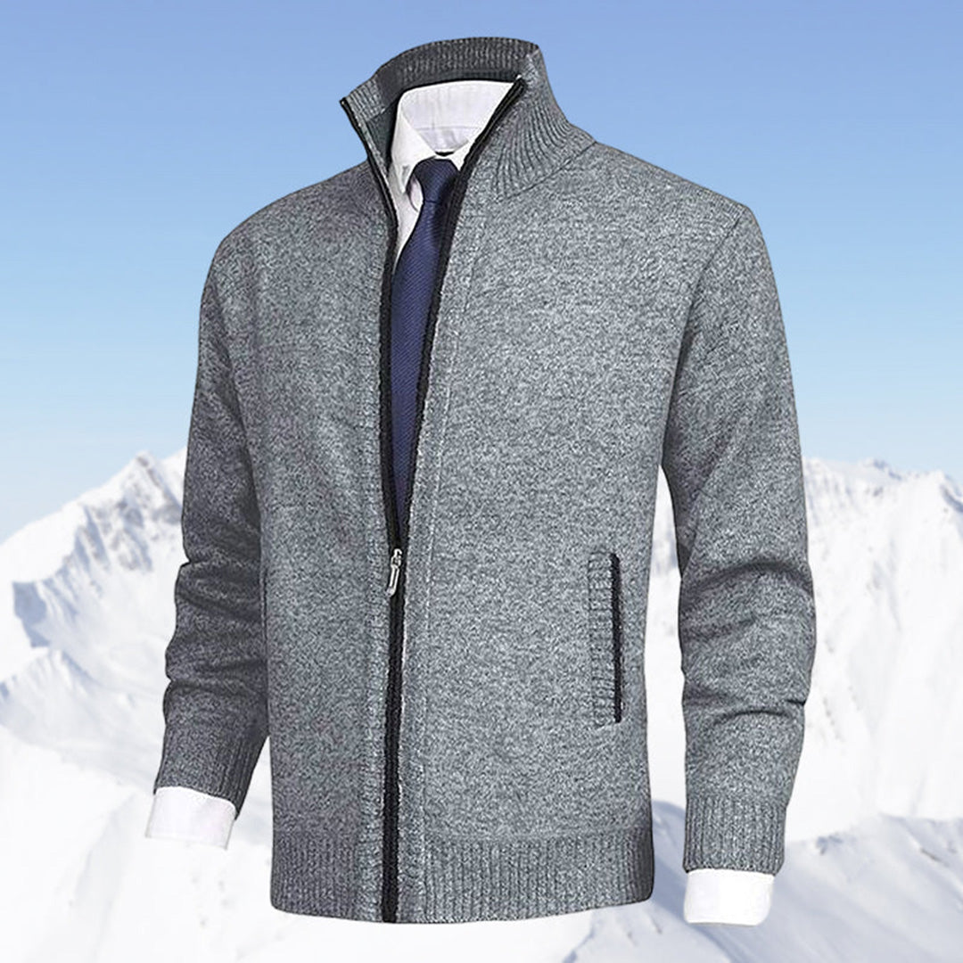 Men's Classic Zip-Up Cardigan Sweater for Versatile Business and Casual Style