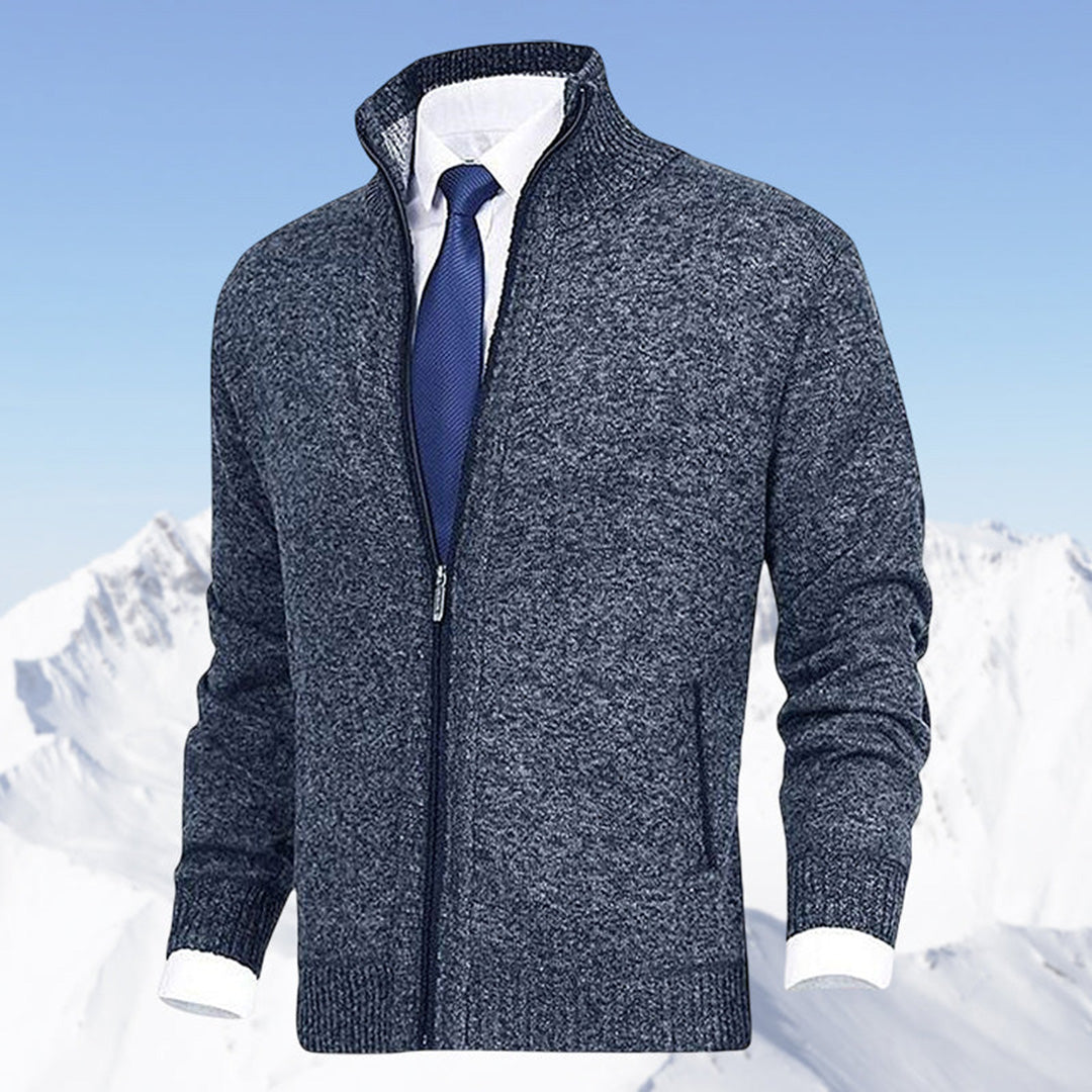 Men's Classic Zip-Up Cardigan Sweater for Versatile Business and Casual Style