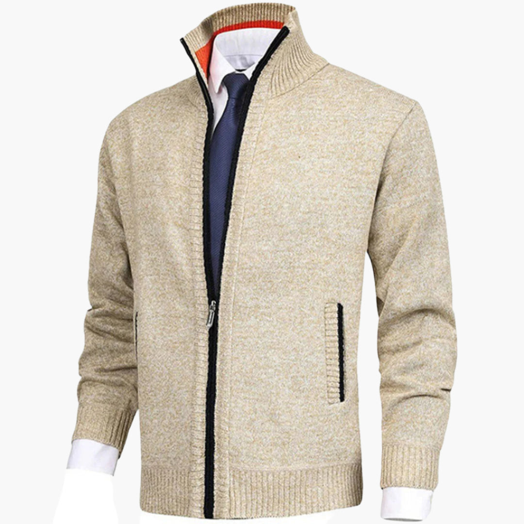 Men's Classic Zip-Up Cardigan Sweater for Versatile Business and Casual Style