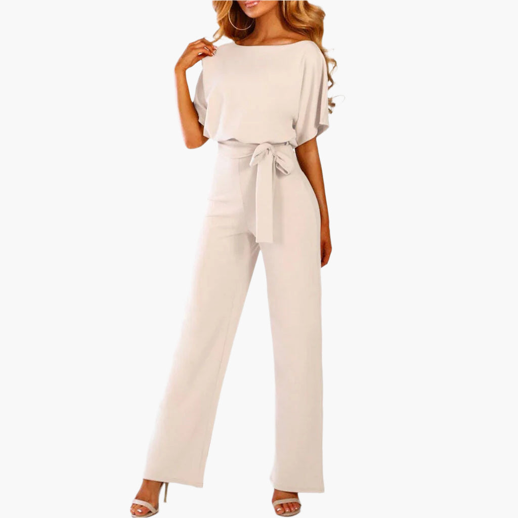 Women's Elegant Belted Wide Leg Jumpsuit for Parties and Formal Events