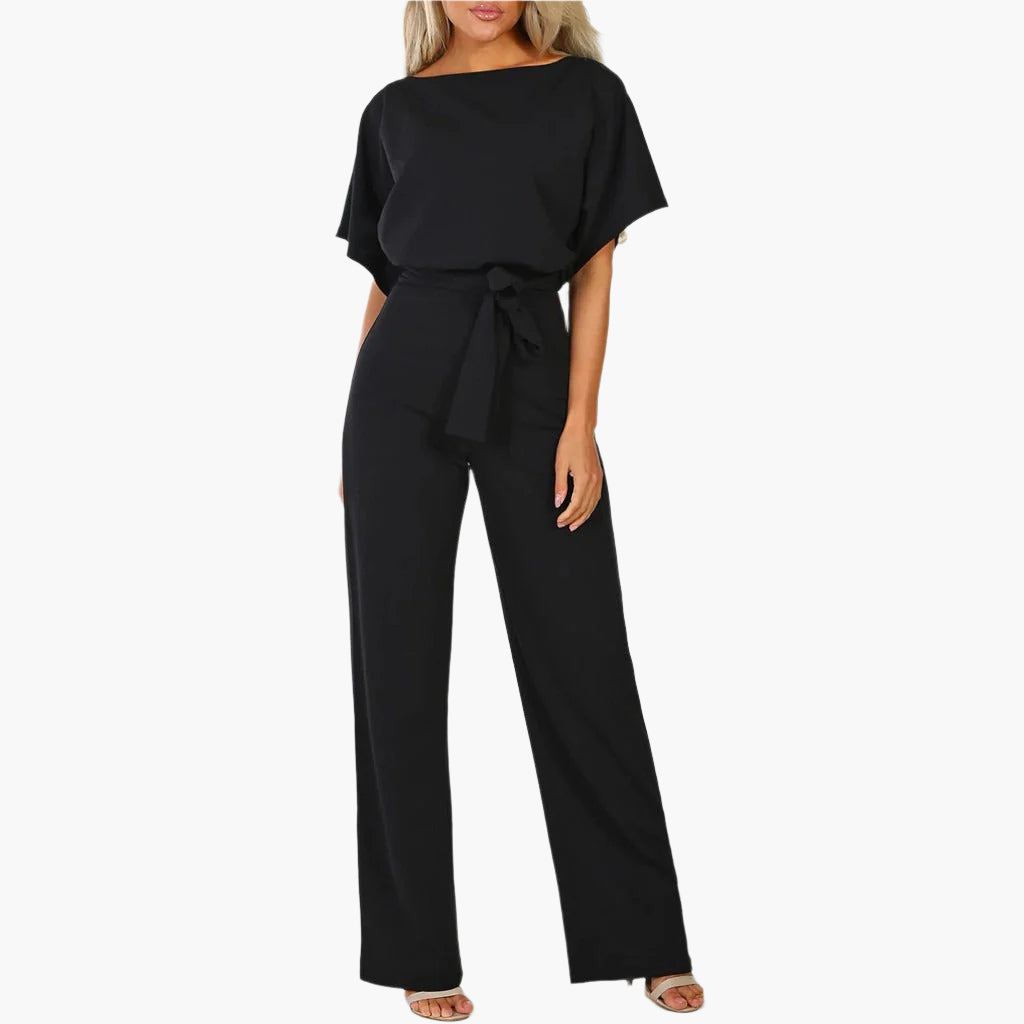 Women's Elegant Belted Wide Leg Jumpsuit for Parties and Formal Events