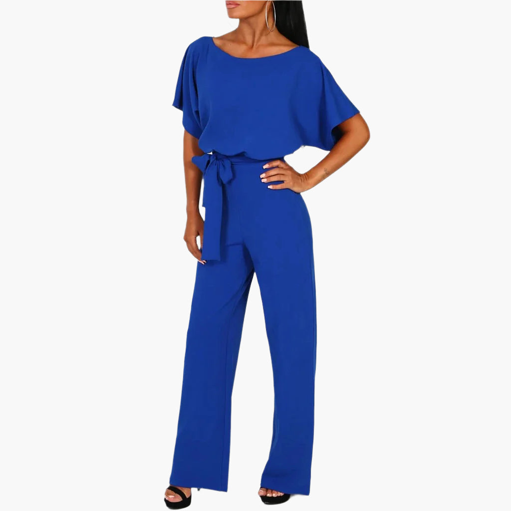 Women's Elegant Belted Wide Leg Jumpsuit for Parties and Formal Events