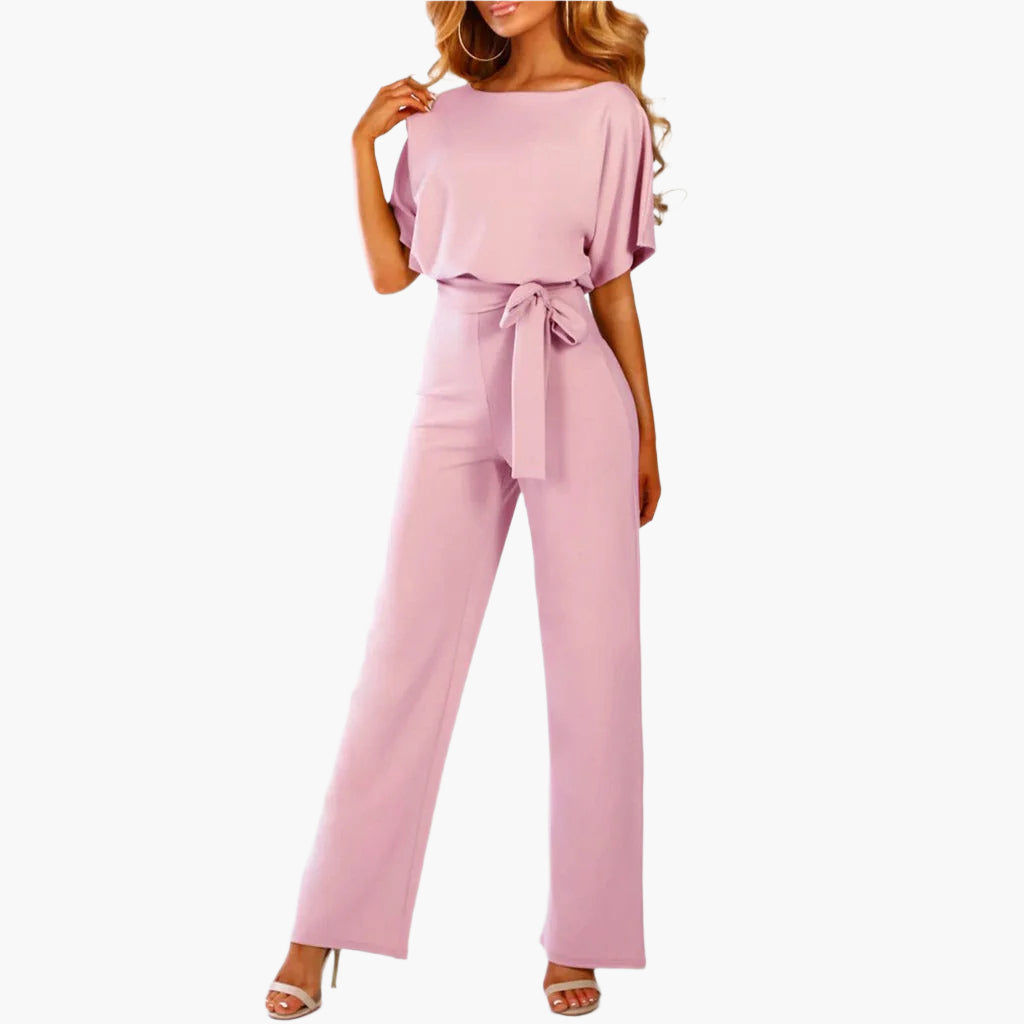 Women's Elegant Belted Wide Leg Jumpsuit for Parties and Formal Events