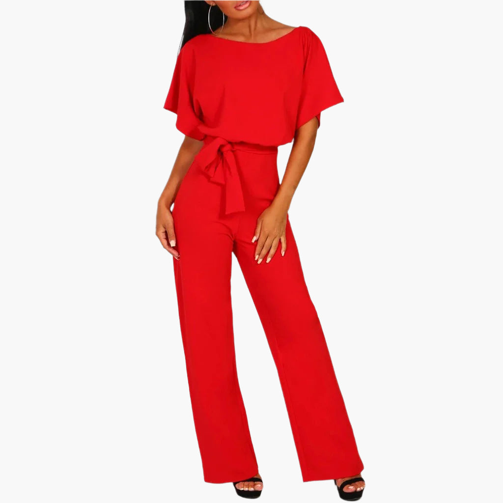 Women's Elegant Belted Wide Leg Jumpsuit for Parties and Formal Events