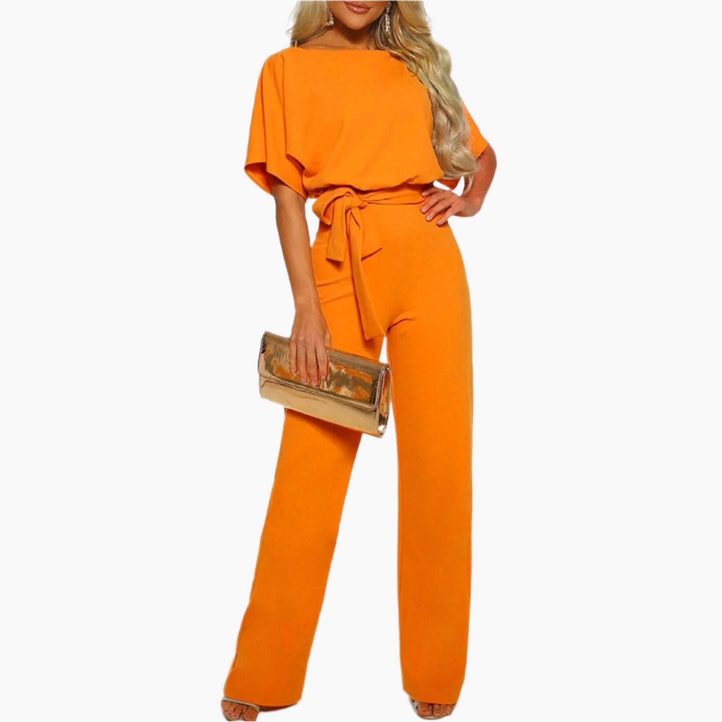 Women's Elegant Belted Wide Leg Jumpsuit for Parties and Formal Events