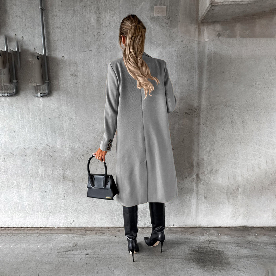 Women's Elegant Double-Breasted Winter Coat – Classic Long Tailored Overcoat for Office & Everyday Style