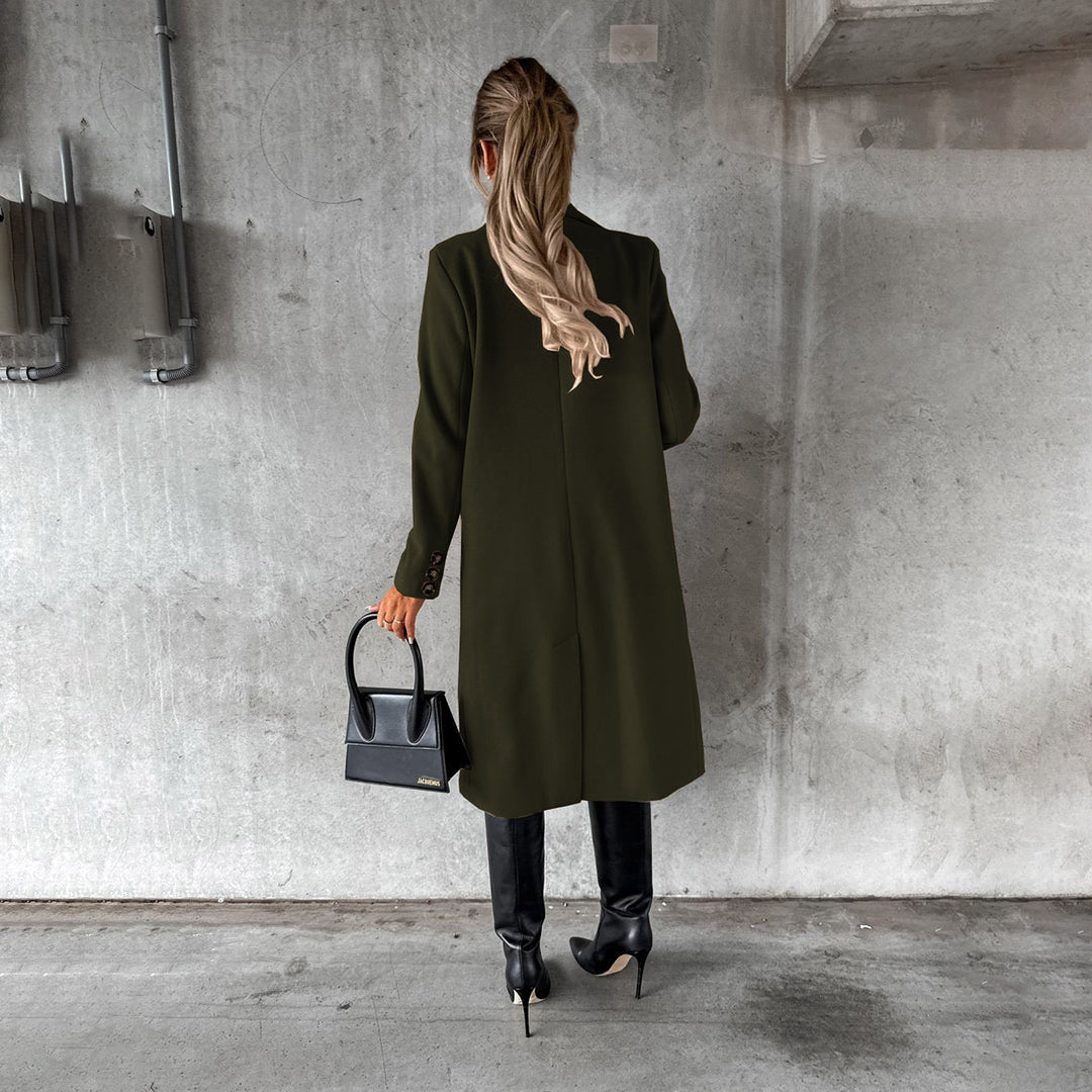 Women's Elegant Double-Breasted Winter Coat – Classic Long Tailored Overcoat for Office & Everyday Style