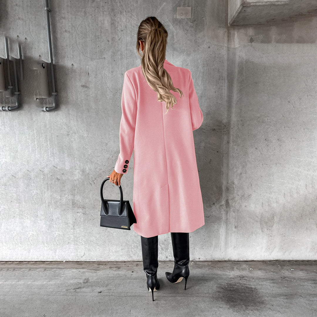 Women's Elegant Double-Breasted Winter Coat – Classic Long Tailored Overcoat for Office & Everyday Style