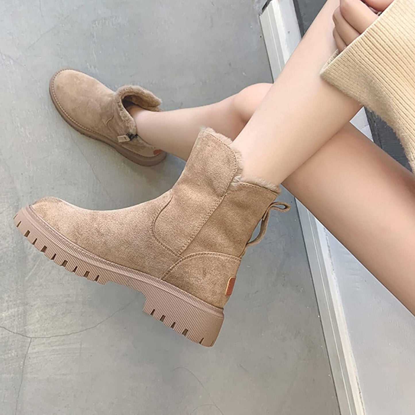 Women's Winter Ankle Boots with Warm Lining, Non-Slip Outdoor Casual Style