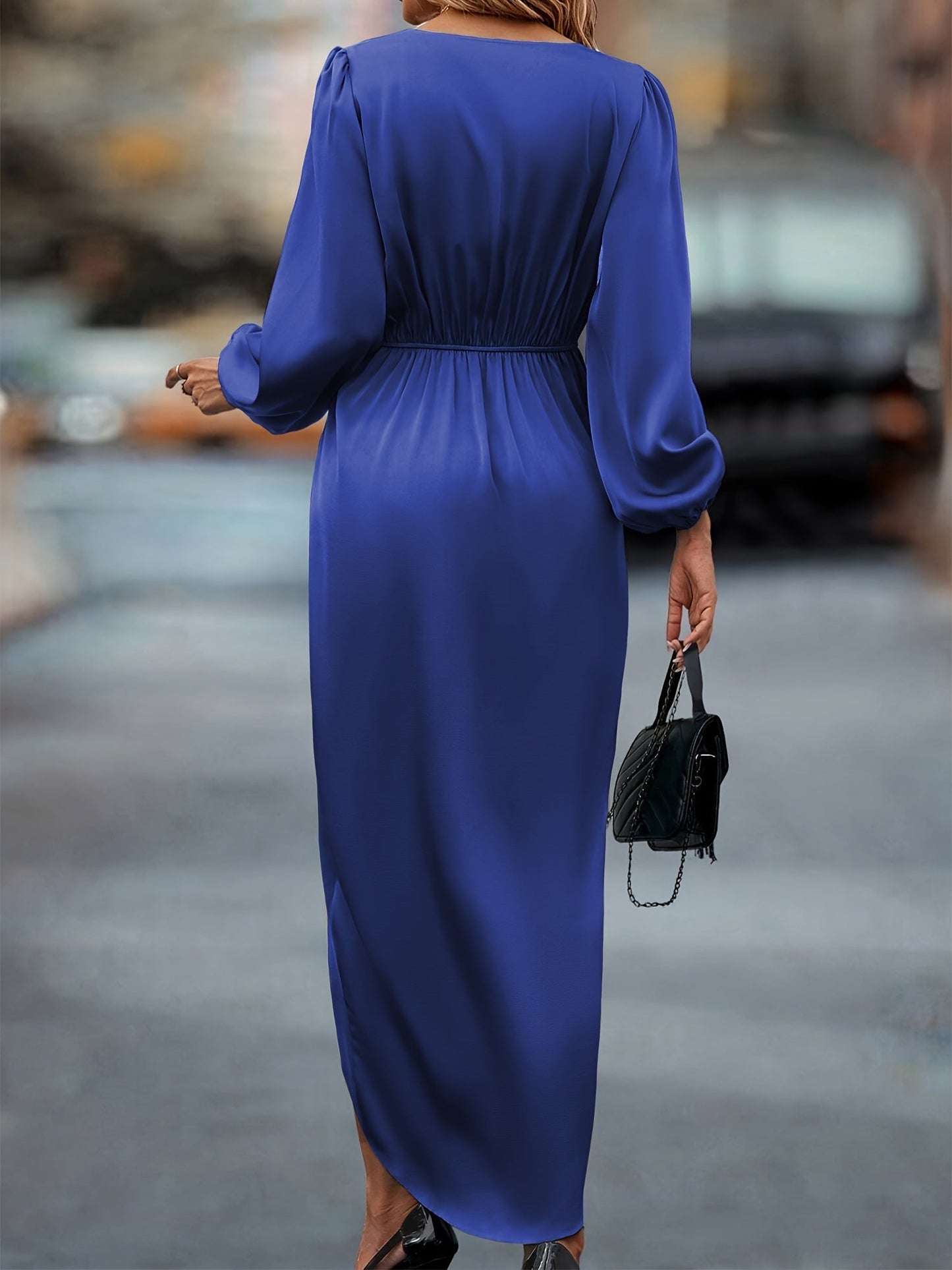 Women's Elegant Wrap Midi Dress for Formal Occasions and Parties