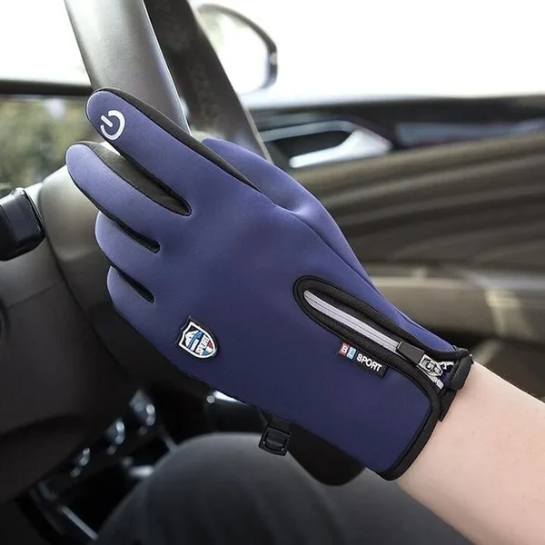 Men's Outdoor Winter Thermal Gloves with Touchscreen and Zipper – Sporty Cold Weather Accessory