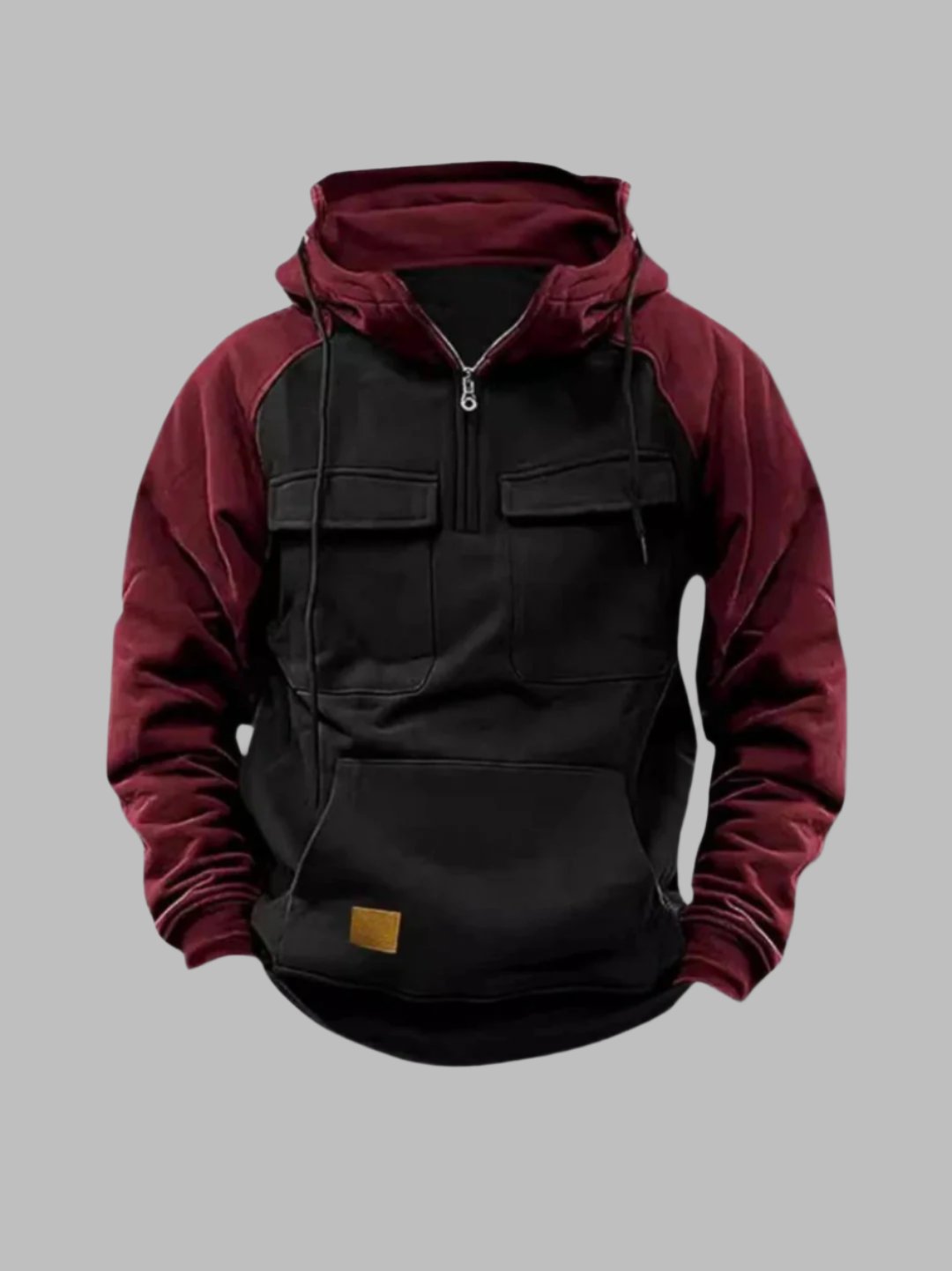 Men's Urban Casual Quarter-Zip Hoodie with Utility Pockets – Street Style Pullover for Everyday Wear