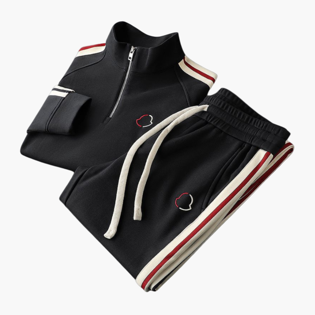 Men's Athletic Track Suit Set Sporty Zip Pullover and Joggers