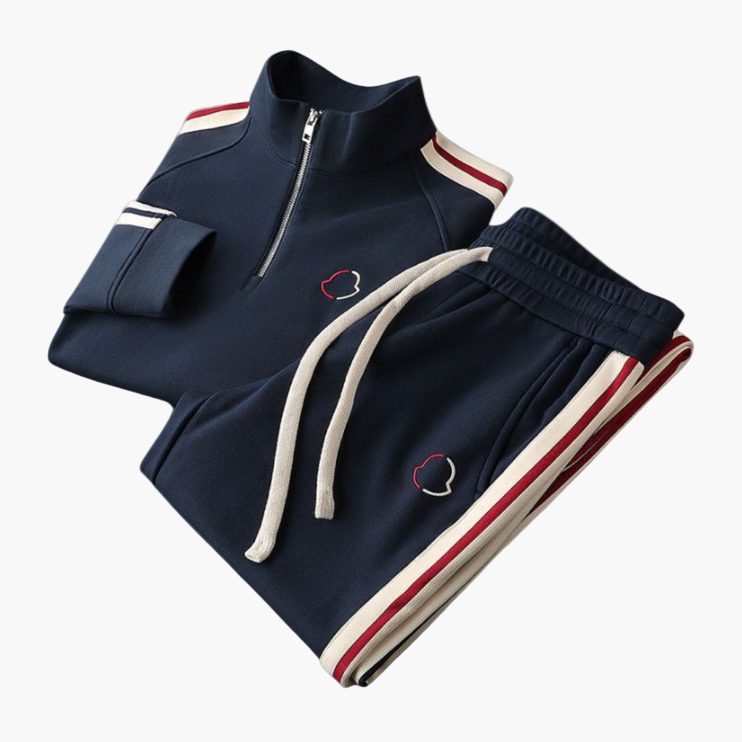 Men's Modern Athletic Track Suit Set – Sporty Half-Zip Pullover and Jogger Pants for Casual and Active Wear