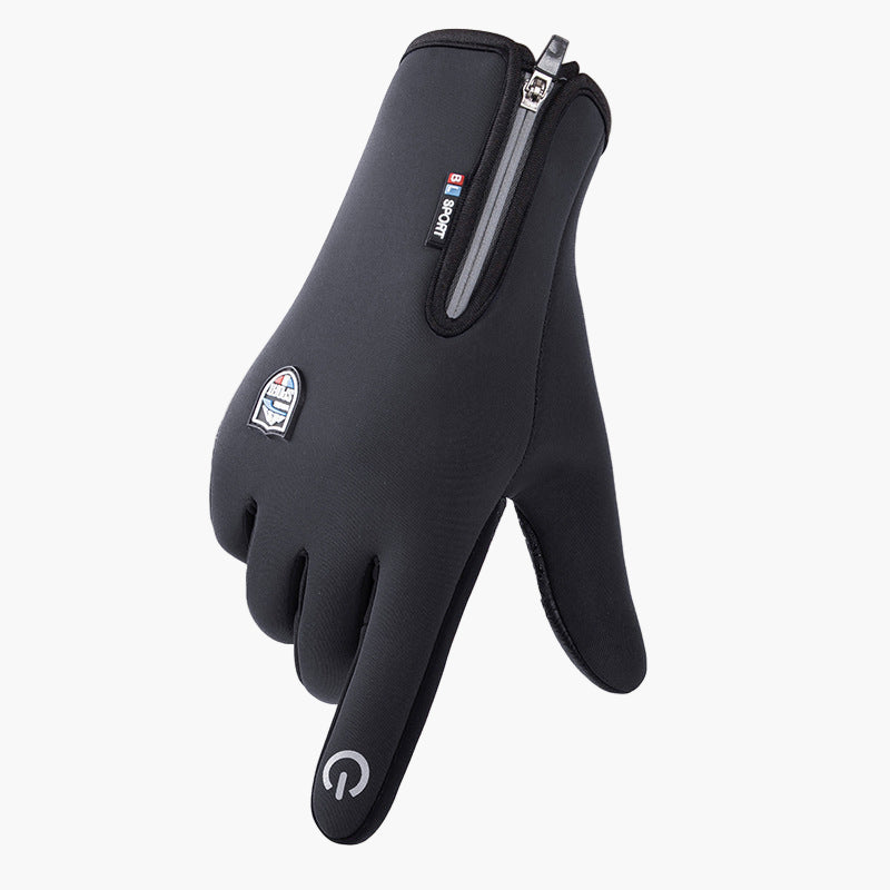 Men's Outdoor Winter Thermal Gloves with Touchscreen and Zipper – Sporty Cold Weather Accessory