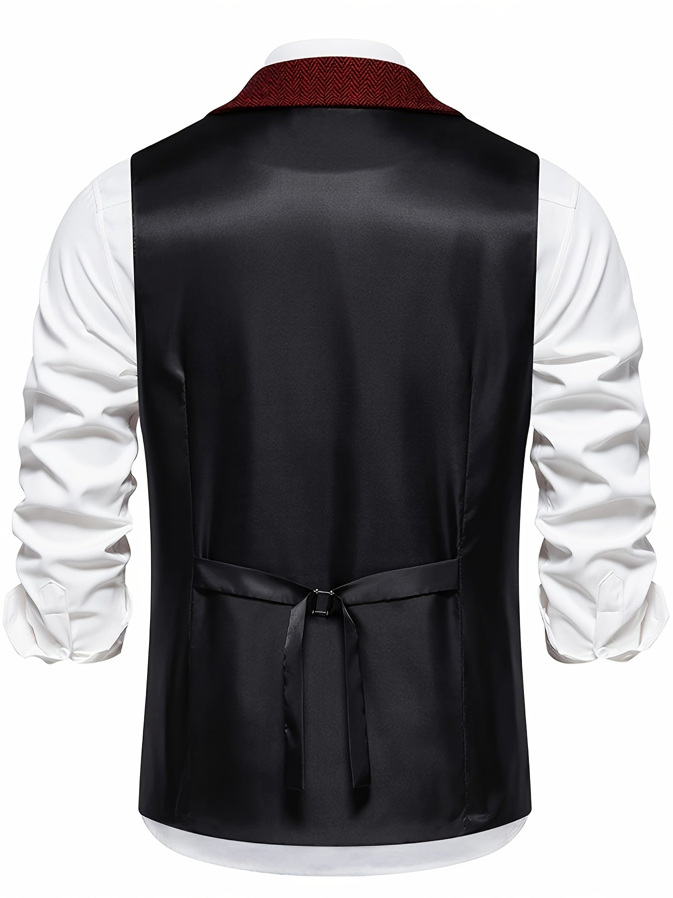 Men's Vintage Herringbone Suit Vest – Classic Formal Business Waistcoat