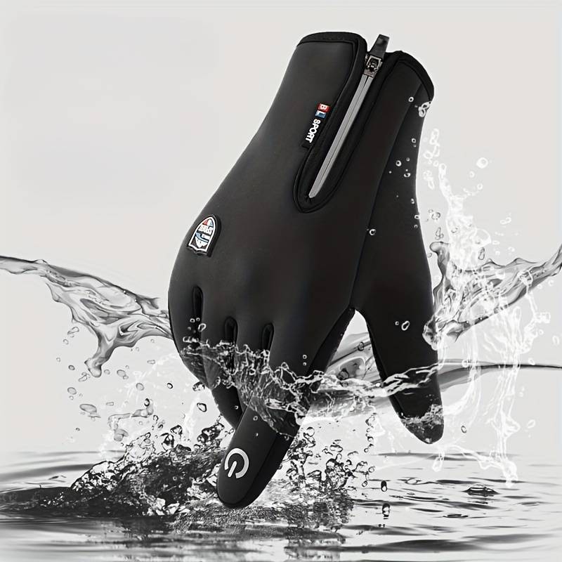 Men's Outdoor Winter Thermal Gloves with Touchscreen and Zipper – Sporty Cold Weather Accessory