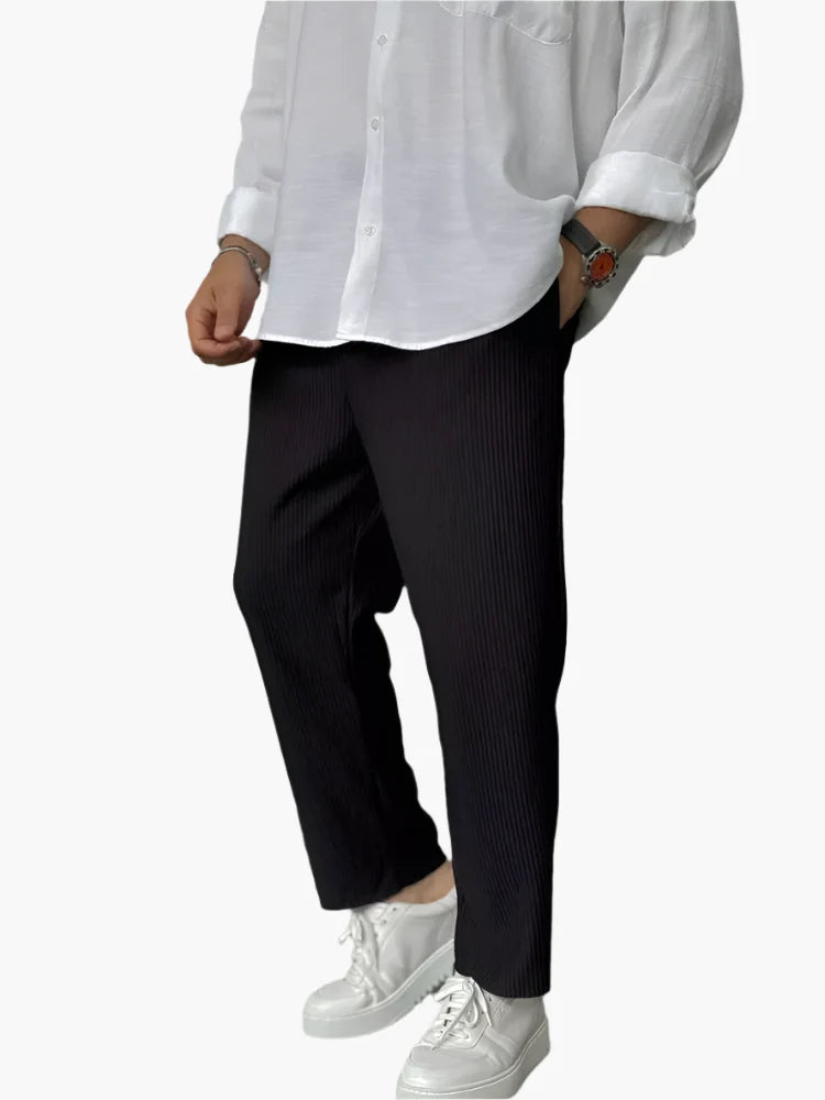 Men's Modern Pleated Relaxed Fit Trousers – Versatile Everyday Comfort Pants